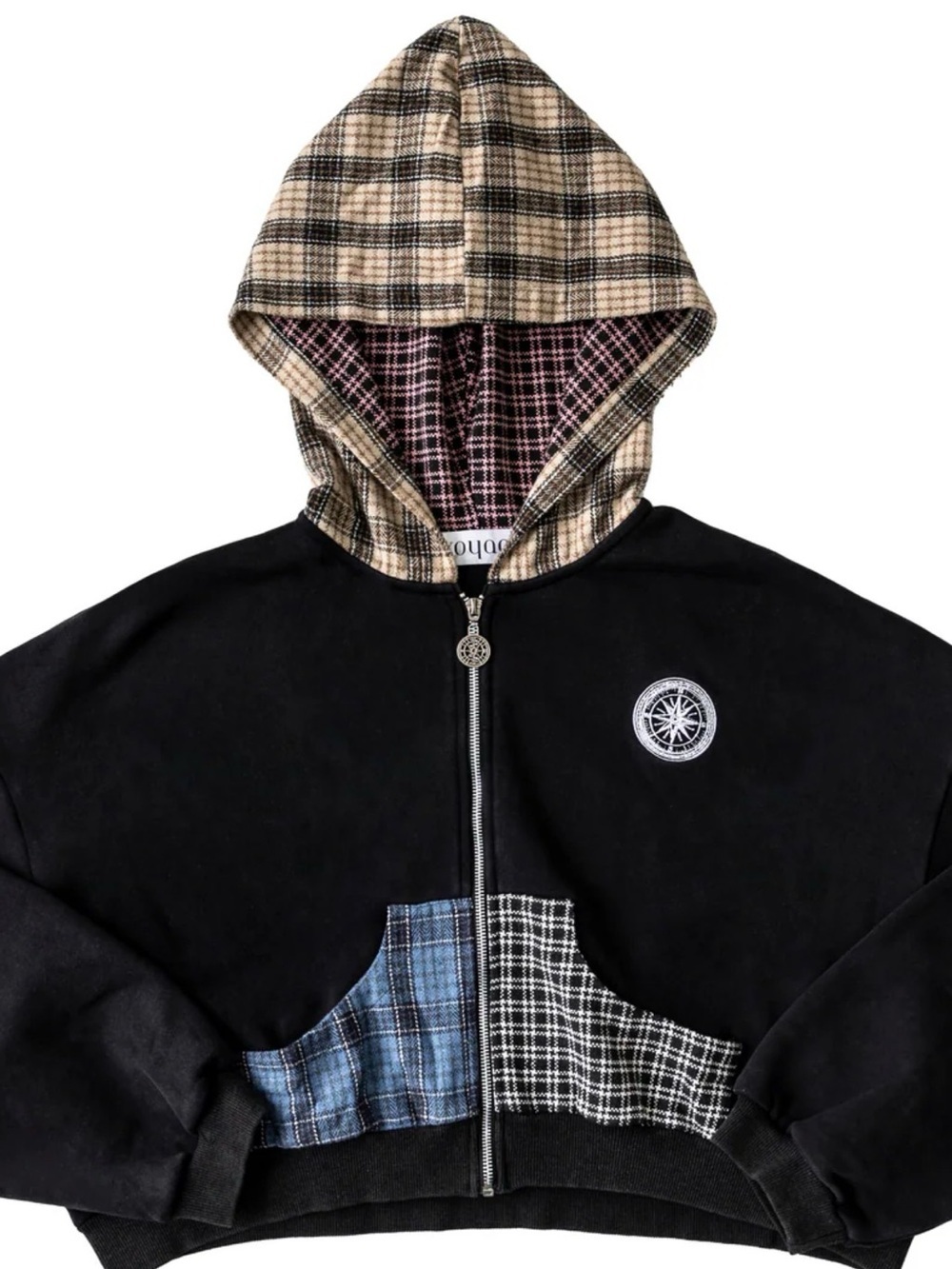 Voyage Multi Flannel Hoodie Size XL Streetwear Zip Up Jacket